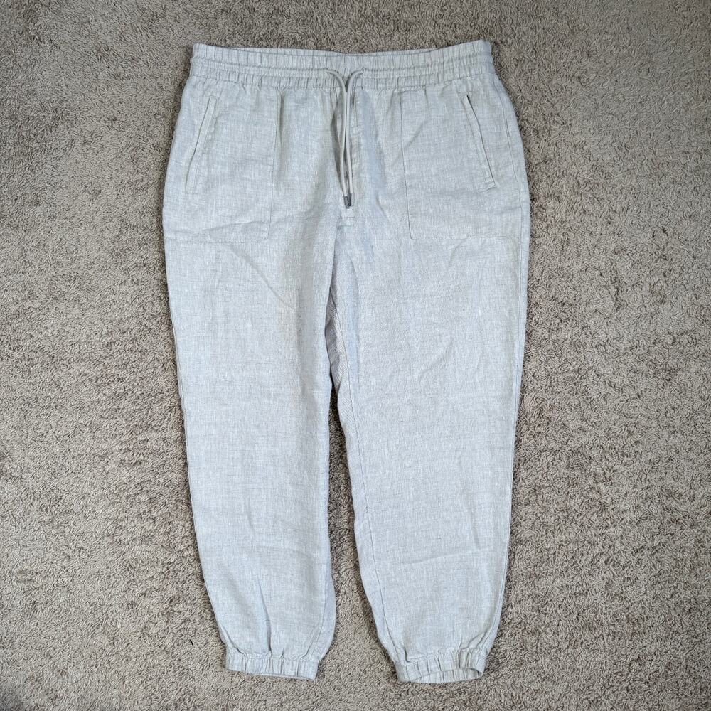 Athleta Retreat Linen Jogger Pants Womens XL Cream Lightweight Pockets